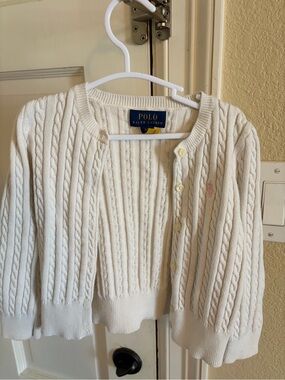 Polo by Ralph Lauren Cream Cable-Knit Cropped Cardigan